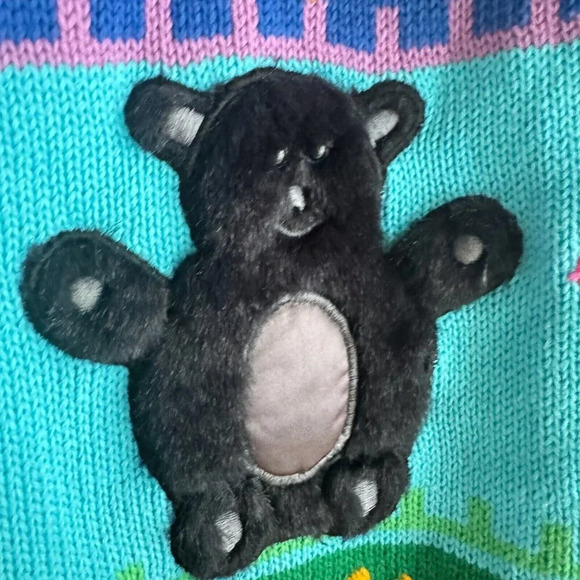 L L European Colourful Novelty Bear Print 3D Fun Unique Pullover L - Picture 5 of 8